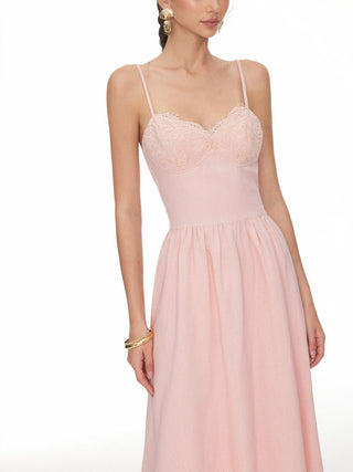 Lace Sweetheart Corset Flare Midi Dress