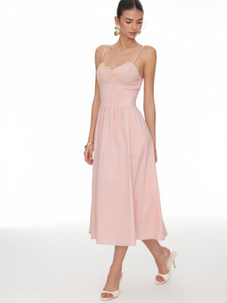Lace Sweetheart Corset Flare Midi Dress