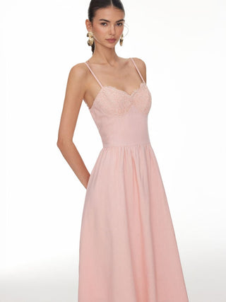 Lace Sweetheart Corset Flare Midi Dress