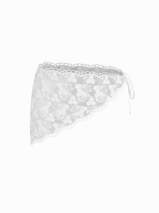 Halter Neckline Charm Detail Triangle Tie Side Bikini Set With Lace Sarong