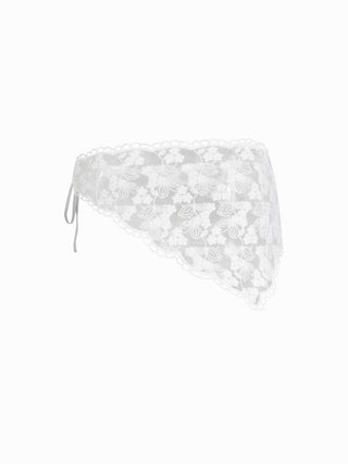 Halter Neckline Charm Detail Triangle Tie Side Bikini Set With Lace Sarong