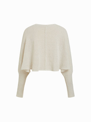 Knit Textured Batwing Sleeve Center Seam Crop Top