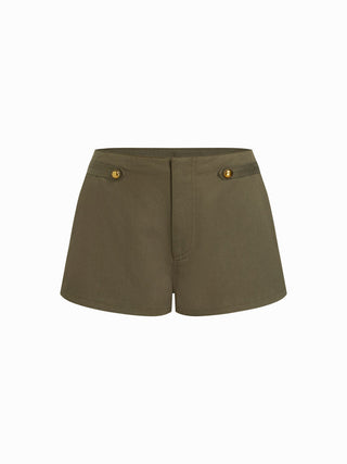 Cotton-blend Low Rise Metal Detail Shorts