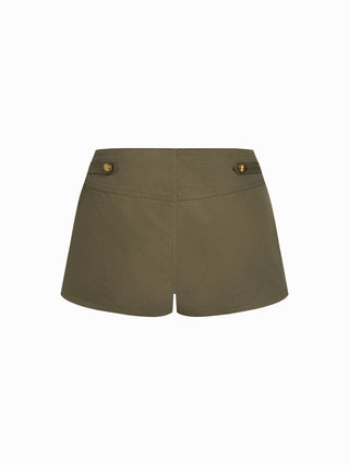 Cotton-blend Low Rise Metal Detail Shorts