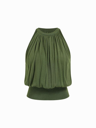 Knit High Stretch Ruched Draped Vest