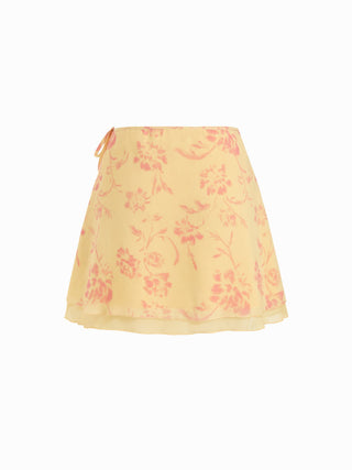 Chiffon Low Rise Aztec Asymmetrical Knotted A-line Mini Skirt