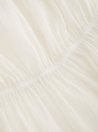 Chiffon Stand Collar Lace Panel Leg-of-mutton Sleeve Blouse