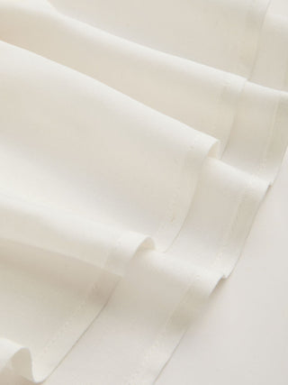 Linen-blend Embroidery Ruffle Hem Bowknot Crop Blouse