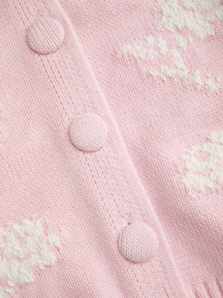 Cotton-blend Floral Embroidery Peter Pan Collar Long Sleeve Knit Top