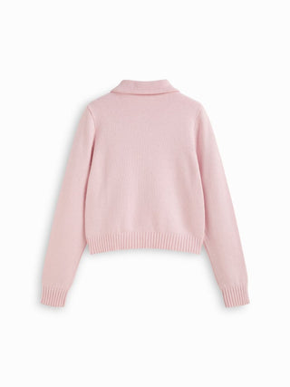 Cotton-blend Floral Embroidery Peter Pan Collar Long Sleeve Knit Top