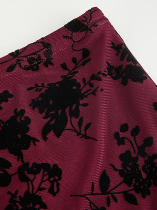 Mesh Mid Rise Floral Ruffled Maxi Skirt