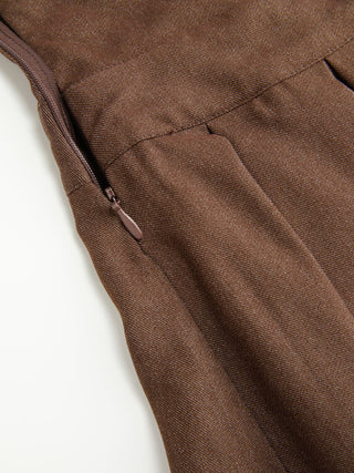 Halter Neckline Metal Button Pleated Mini Dress