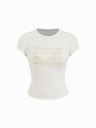 Heart & Chain Graphic Slim Short Sleeve Tee