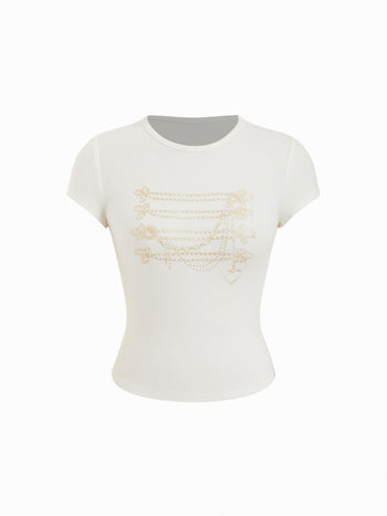 Heart & Chain Graphic Slim Short Sleeve Tee
