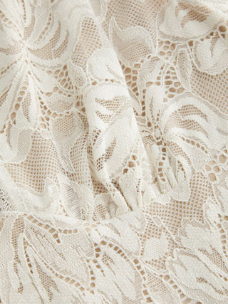 Lace Floral Cut Out Lace Trim Slim Mini Dress