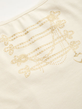 Cotton-blend Chain Graphic Scoop Neck Lace Trim Cami Top