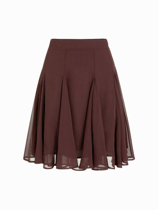 Chiffon V-neck Ruffled Sleeve Top & Low Rise A-line Midi Skirt Set