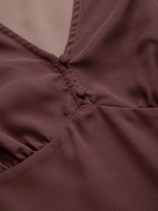 Chiffon V-neck Ruffled Sleeve Top & Low Rise A-line Midi Skirt Set