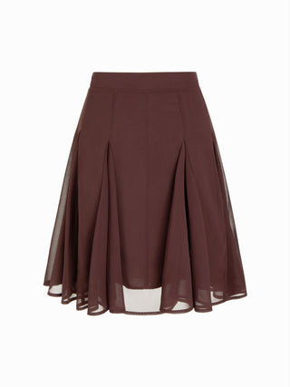 Chiffon V-neck Ruffled Sleeve Top & Low Rise A-line Midi Skirt Set