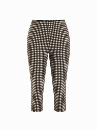 Low Rise Gingham Split Hem Leggings Capris
