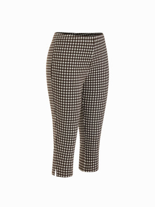 Low Rise Gingham Split Hem Leggings Capris
