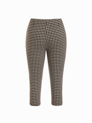 Low Rise Gingham Split Hem Leggings Capris