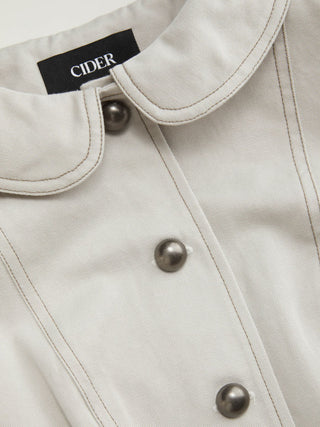 Cotton-blend Peter Pan Collar Puff Sleeve Blouse