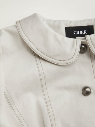 Cotton-blend Peter Pan Collar Puff Sleeve Blouse