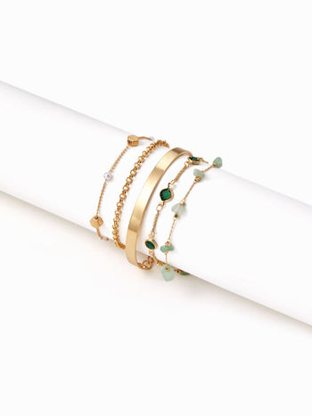 5PCS RHINESTONE & FAUX PEARL BRACELET SET