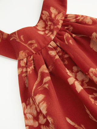 Chiffon Paisley Halter Neckline Shirred Layered Mini Dress