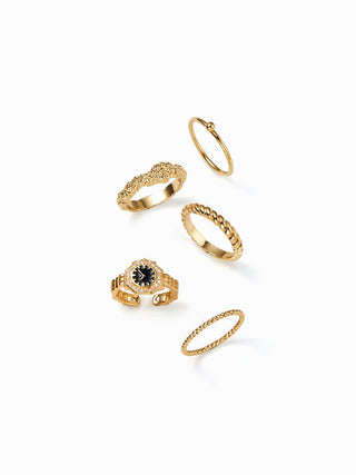 5PCS CLOCK & TWISTED RING SET