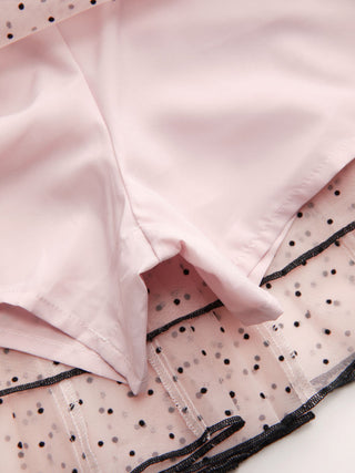 Mesh Low Rise Polka Dot Ruffled Flared Midi Skirt