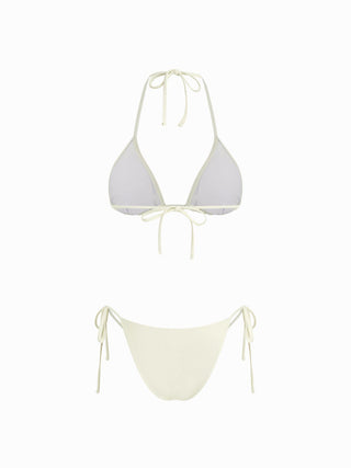 Mesh Halter Neckline Floral Asymmetrical Triangle Low Rise Tie Side Bikini Set