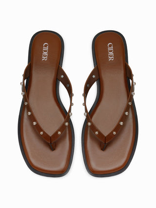 STUDDED FLIP-FLOP SLIPPERS