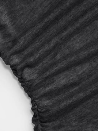 V-neck Batwing Sleeve Ruched Slim Tee