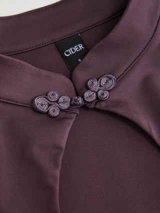 Mandarin Collar Short Sleeve Cut Out Top