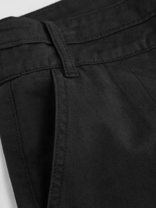 Washed Denim Low Rise Drawstring Hem Pleated Oversized Jogger Bermuda Jorts