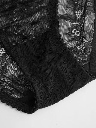 Lace Bowknot Square Neck Underwire Mid Rise Lingerie Set