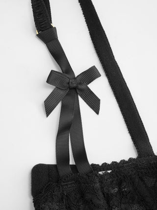 Lace Bowknot Square Neck Underwire Mid Rise Lingerie Set