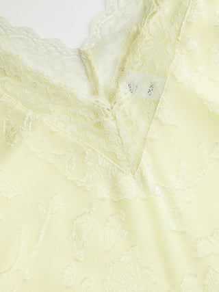 Jacquard Floral V-neck Lace Trim Hanky Hem Midi Nightdress