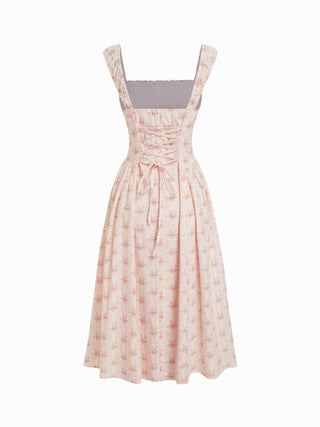 Cotton-blend Textured Floral Sweetheart Ruffle Lace Up Flared Maxi Dress