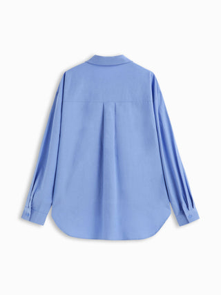 Cotton Collar Solid Long Sleeve Shirt
