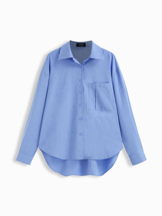 Cotton Collar Solid Long Sleeve Shirt