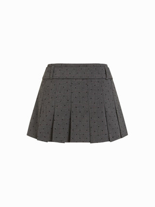 Jacquard Low Rise Polka Dot Pleated Mini Skort