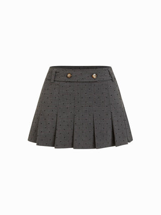 Jacquard Low Rise Polka Dot Pleated Mini Skort