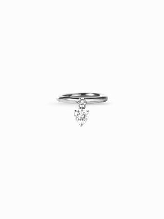 RHINESTONE HEART STAINLESS STEEL RING