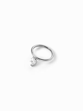 RHINESTONE HEART STAINLESS STEEL RING