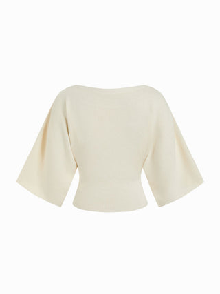 Knit Boat Neck Batwing Sleeve Sweater