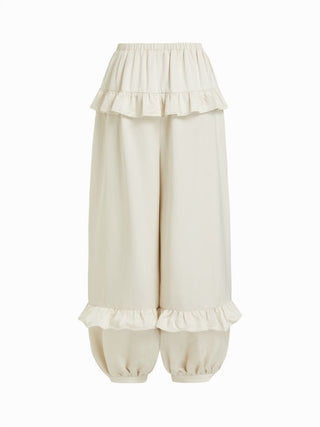 Mid Rise Layered Ruffled Jogger Trousers