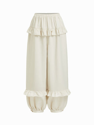 Mid Rise Layered Ruffled Jogger Trousers